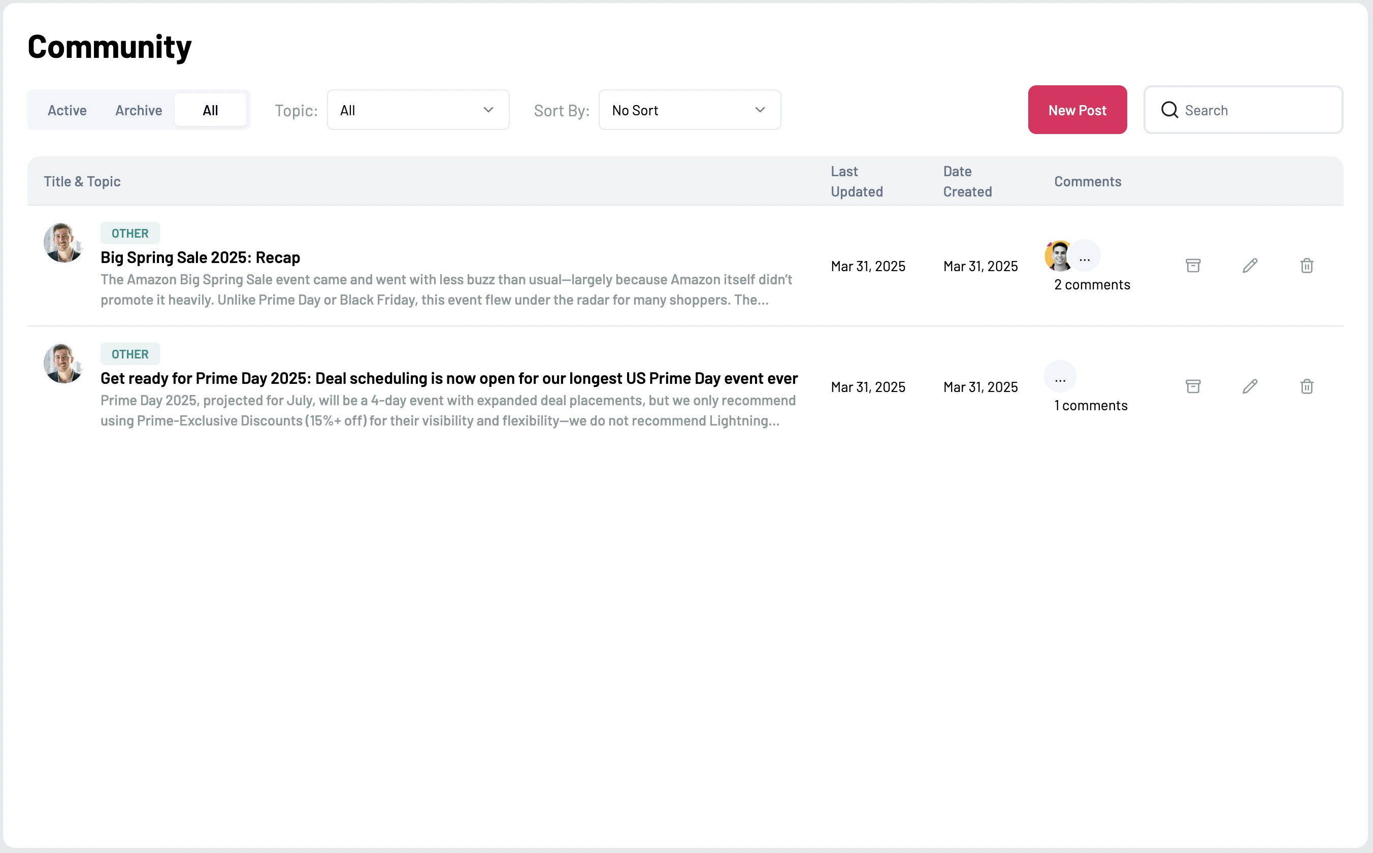 seller community threads